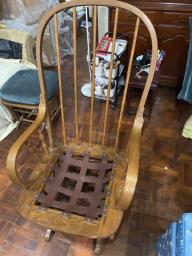 Cushioned Wooden Rocking Chair and Foots image 4