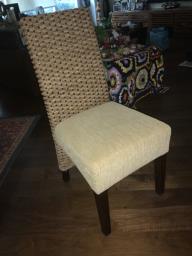 Eight dining chairs with rattan back image 1