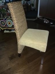 Eight dining chairs with rattan back image 2