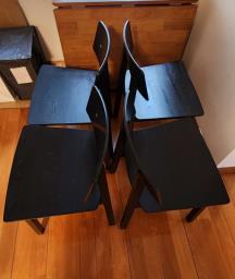 Four 4 black dining table chairs image 4