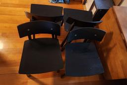Four 4 black dining table chairs image 3