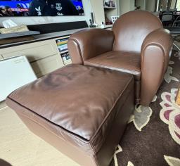 Lanceros Leather Club Chair  Foot Stool image 1