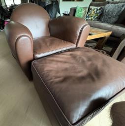 Lanceros Leather Club Chair  Foot Stool image 4