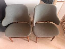 Larsen style wooden fabric lounge chair image 1