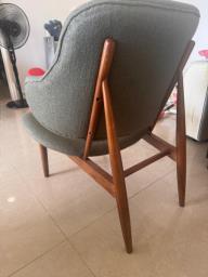 Larsen style wooden fabric lounge chair image 2