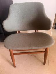 Larsen style wooden fabric lounge chair image 3