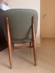 Larsen style wooden fabric lounge chair image 4