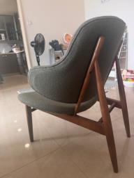 Larsen style wooden fabric lounge chair image 5