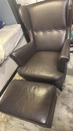 Leather Strandmon armchair  Ottoman image 1
