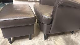 Leather Strandmon armchair  Ottoman image 2
