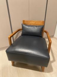 Leather  Wood Armchair image 1