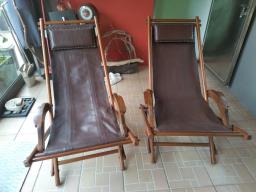Two Foldable Leather Armchairs image 1