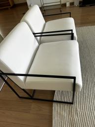 White and Black Arm Chairs Set of 2 image 1