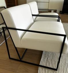 White and Black Arm Chairs Set of 2 image 2