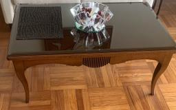 Italian Wood Coffee Table with glass top image 1