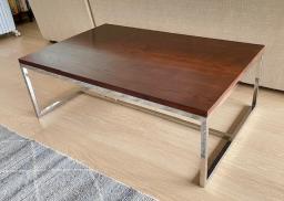 Wood  stainless steel coffee table image 1