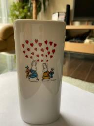 Bunny Couple Vintage Ceremic Vase image 1