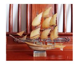 horn carving sailboat image 1