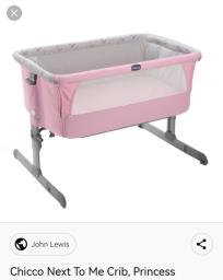 Pink Chicco bedside cot image 1