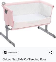 Pink Chicco bedside cot image 2