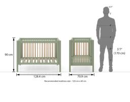 Solid wood baby crib with mattress image 2