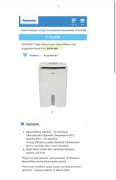 Panasonic Dehumidifier f-ycl 16h image 1