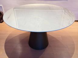 130cm Marble Table w Bronze Gold Base image 1