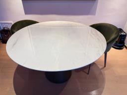 130cm Marble Table w Bronze Gold Base image 6