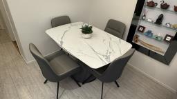 Extendable Marble Dining Table Set image 1