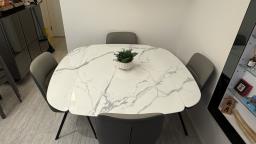 Extendable Marble Dining Table Set image 3