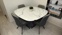 Extendable Marble Dining Table Set image 4