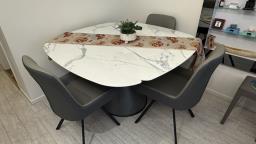 Extendable Marble Dining Table Set image 5