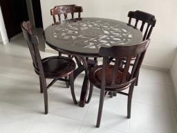 Glass top rosewood dining table  chairs image 1