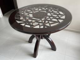 Glass top rosewood dining table  chairs image 3