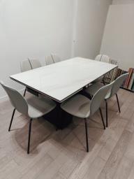 Modern Slate Dining Table with 6 Chairs image 2