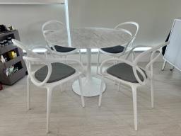Round Carrara Marble Dining Table 100cm image 1