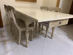 Solid oak wood dining table 4 chair image 4