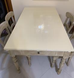 Solid oak wood dining table 4 chair image 7