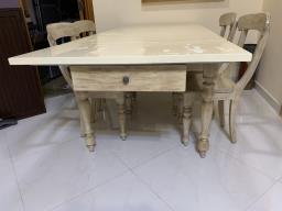 Solid oak wood dining table 4 chair image 8