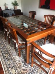 Solid Teak dining table and chairs image 1