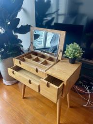 Barely Used light wooden vanity dresser image 1