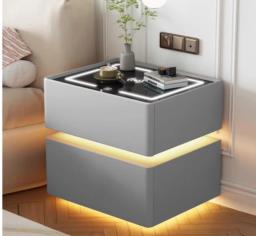 bedside table with 2 drawers image 1