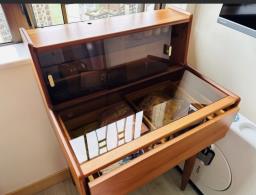 Dresser with mirror and stool image 1