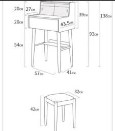 Dresser with mirror and stool image 4