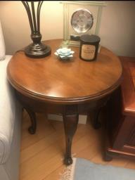 Good quality wooden round side table image 3