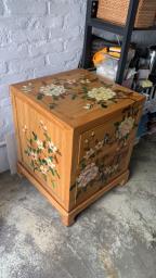 Hand painted Camphor wood bedside Table image 1