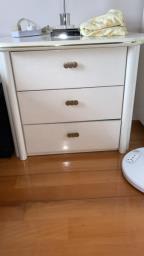 White Lacquer bedside table with gold image 3