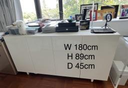 White laquer sideboard  storage cabinet image 1