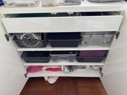 White laquer sideboard  storage cabinet image 2