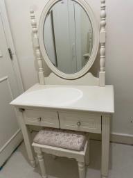White Princess Dresser w Mirror  Stool image 1